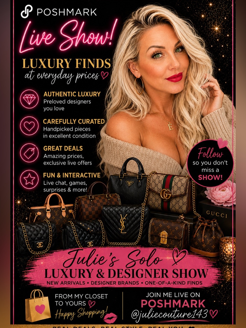 Julie is Live! 💋 Solo Live Show!!! Come by, say hi and shop! 😘
